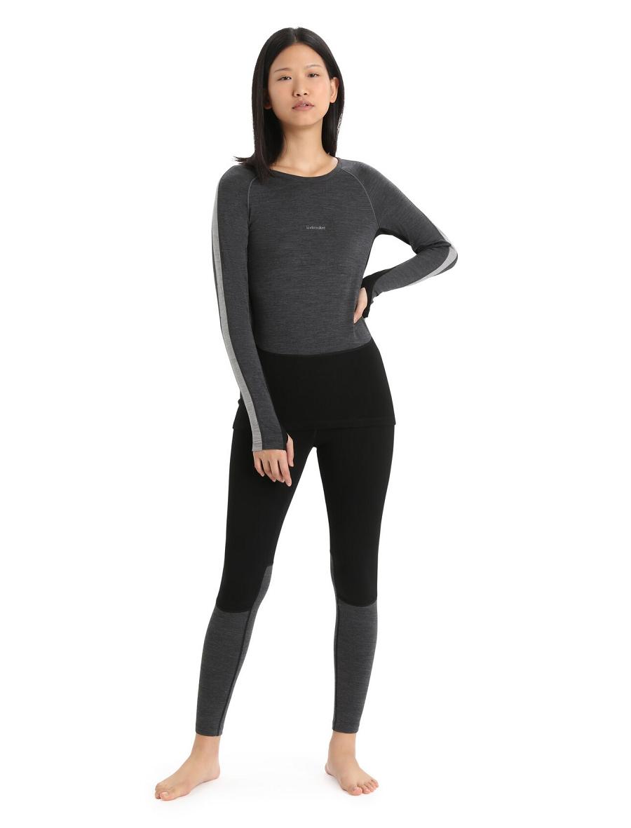 Women's Icebreaker 200 ZoneKnit™ Merino Leggings Base Layers Black / Jet Heather | CA 1099OKIR